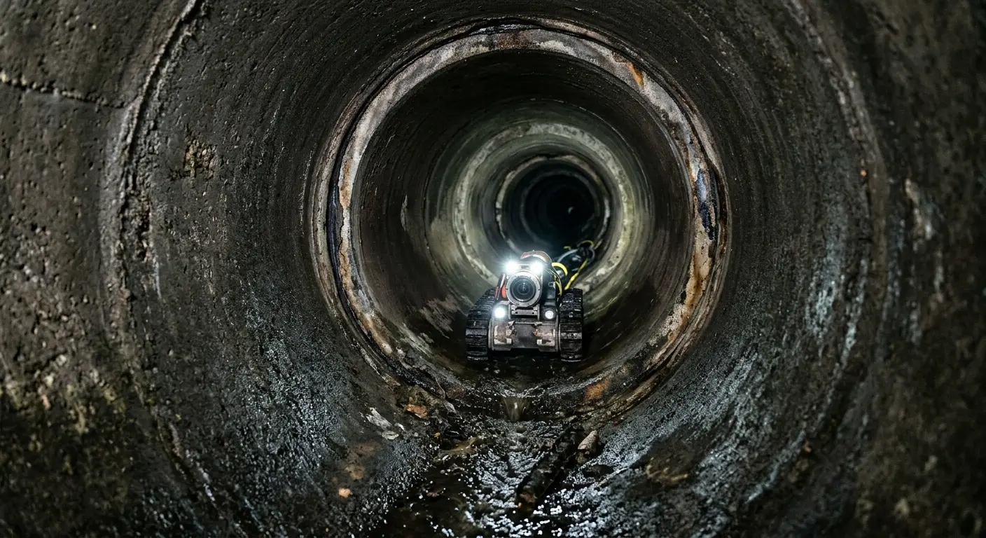 Robotic sewer camera inspecting pipe interior for Drain Snake Service in Port Sheldon